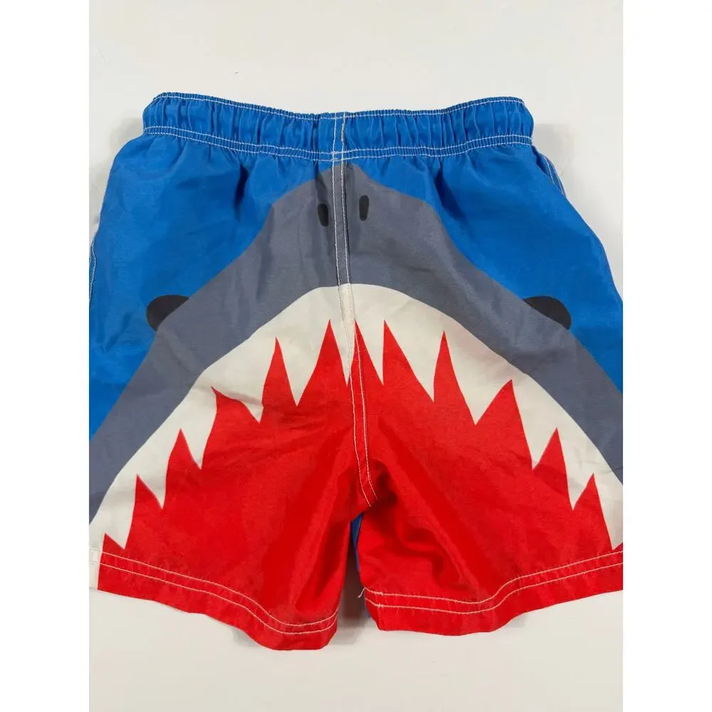 Mini Boden Shark Swim Trunks Blue Size 7-8 swim shorts